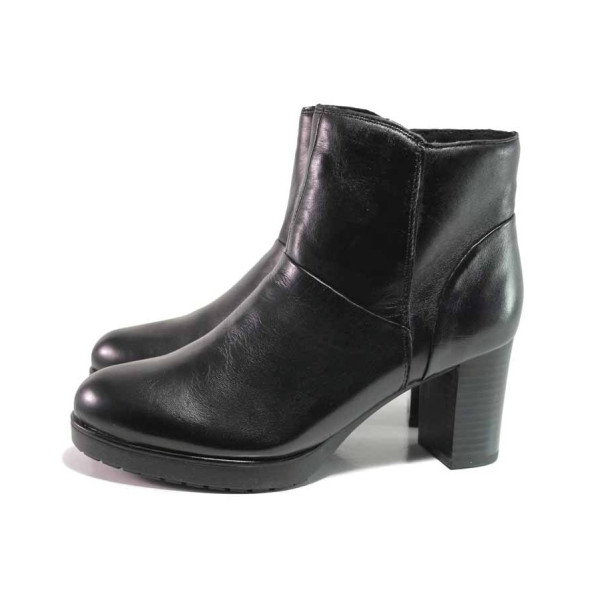 Черни дамски боти, естествена кожа - ежедневни обувки за есента и зимата N 100017126
