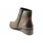Кафяви дамски боти, естествена кожа - ежедневни обувки за есента и зимата N 100017143