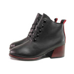 Черни дамски боти, естествена кожа - ежедневни обувки за есента и зимата N 100017145