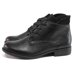 Черни дамски боти, естествена кожа - ежедневни обувки за есента и зимата N 100017144