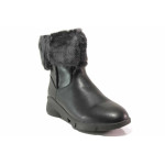 Черни дамски боти, естествена кожа - ежедневни обувки за есента и зимата N 100017131