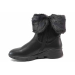 Черни дамски боти, естествена кожа - ежедневни обувки за есента и зимата N 100017131