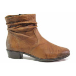 Кафяви дамски боти, естествена кожа - ежедневни обувки за есента и зимата N 100017133