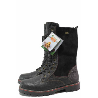 Черни дамски боти, естествена кожа - ежедневни обувки за есента и зимата N 100017142