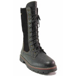 Черни дамски боти, естествена кожа - ежедневни обувки за есента и зимата N 100017142