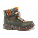 Зелени дамски боти, здрава еко-кожа - ежедневни обувки за есента и зимата N 100017149