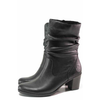Черни дамски боти, естествена кожа - ежедневни обувки за есента и зимата N 100017148