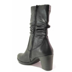 Черни дамски боти, естествена кожа - ежедневни обувки за есента и зимата N 100017148