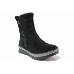 Черни дамски боти, естествен велур - ежедневни обувки за есента и зимата N 100017170