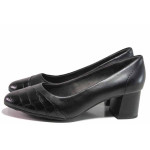 Черни дамски обувки със среден ток, естествена кожа и еко-кожа - всекидневни обувки за есента и зимата N 100017171