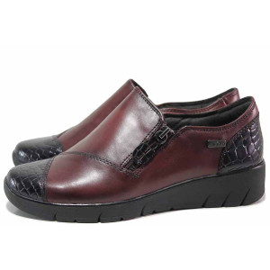 Винени дамски обувки с равна подметка, естествена кожа и еко-кожа - ежедневни обувки за есента и зимата N 100017174