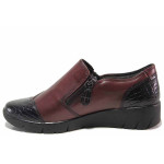 Винени дамски обувки с равна подметка, естествена кожа и еко-кожа - ежедневни обувки за есента и зимата N 100017174