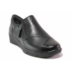 Черни дамски обувки с равна подметка, естествена кожа и еко-кожа - всекидневни обувки за есента и зимата N 100017173