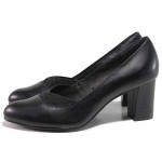 Черни дамски обувки с висок ток, естествена кожа - всекидневни обувки за есента и зимата N 100017176