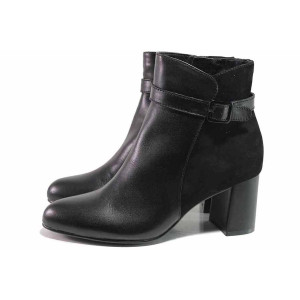 Черни дамски боти, естествена кожа и естествена велурена кожа - ежедневни обувки за есента и зимата N 100017181