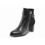 Черни дамски боти, естествена кожа и естествена велурена кожа - ежедневни обувки за есента и зимата N 100017181