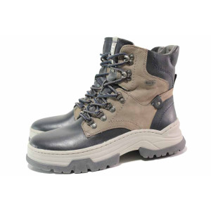 Тъмносини дамски боти, естествена кожа - ежедневни обувки за есента и зимата N 100017179