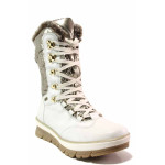 Бели дамски боти, естествена кожа - ежедневни обувки за есента и зимата N 100017180