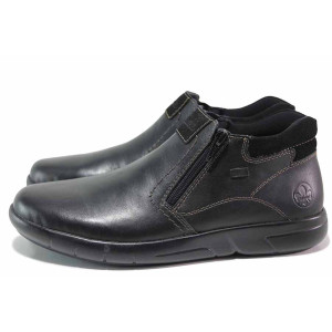 Черни мъжки боти, естествена кожа - ежедневни обувки за есента и зимата N 100017197