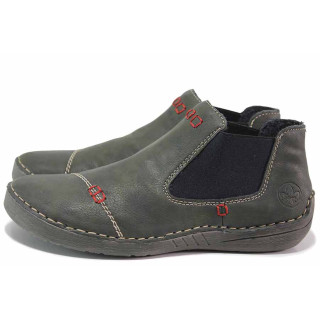 Зелени дамски боти, здрава еко-кожа - ежедневни обувки за есента и зимата N 100017206