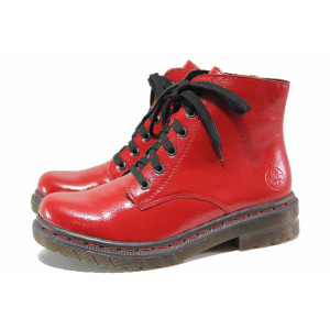 Червени дамски боти, лачена еко кожа - всекидневни обувки за есента и зимата N 100017211