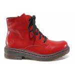 Червени дамски боти, лачена еко кожа - всекидневни обувки за есента и зимата N 100017211