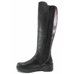 Черни дамски ботуши, естествена кожа - всекидневни обувки за есента и зимата N 100017212