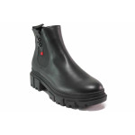 Черни дамски боти, здрава еко-кожа - всекидневни обувки за есента и зимата N 100017213
