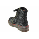 Черни дамски боти, естествен велур - всекидневни обувки за есента и зимата N 100017244