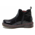 Черни дамски боти, лачена еко кожа - всекидневни обувки за есента и зимата N 100017263