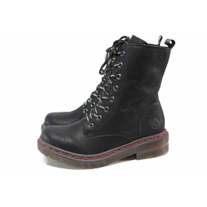 Черни дамски боти, здрава еко-кожа - ежедневни обувки за есента и зимата N 100017264