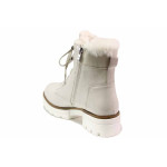 Светлобежови дамски боти, лачена естествена кожа - всекидневни обувки за есента и зимата N 100017272