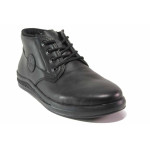 Черни мъжки боти, естествена кожа - ежедневни обувки за есента и зимата N 100017273