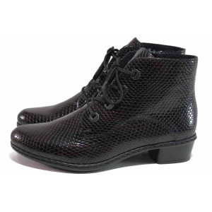 Винени дамски боти, еко-кожа с крокодилска шарка - ежедневни обувки за есента и зимата N 100017275