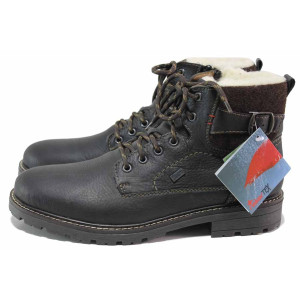 Кафяви мъжки боти, естествена кожа - ежедневни обувки за есента и зимата N 100017426