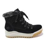 Черни дамски боти, естествен велур - ежедневни обувки за есента и зимата N 100017427