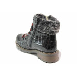 Черни дамски боти, еко-кожа с крокодилска шарка - ежедневни обувки за есента и зимата N 100017428
