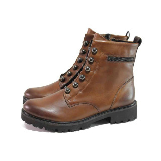 Кафяви дамски боти, естествена кожа - ежедневни обувки за есента и зимата N 100017429