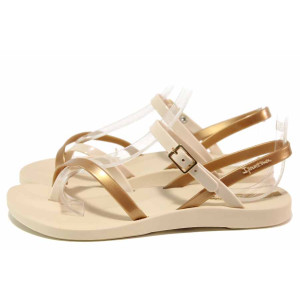 Бежови анатомични дамски сандали, pvc материя - ежедневни обувки за пролетта и лятото N 100018462