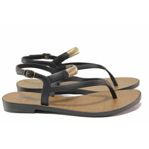 Черни дамски сандали, pvc материя - ежедневни обувки за лятото N 100018566