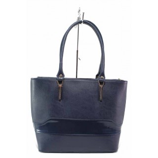 Тъмносиня дамска чанта, здрава еко-кожа - удобство и стил за вашето ежедневие N 100017520