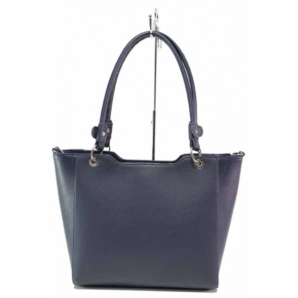 Тъмносиня дамска чанта, здрава еко-кожа - удобство и стил за вашето ежедневие N 100017530