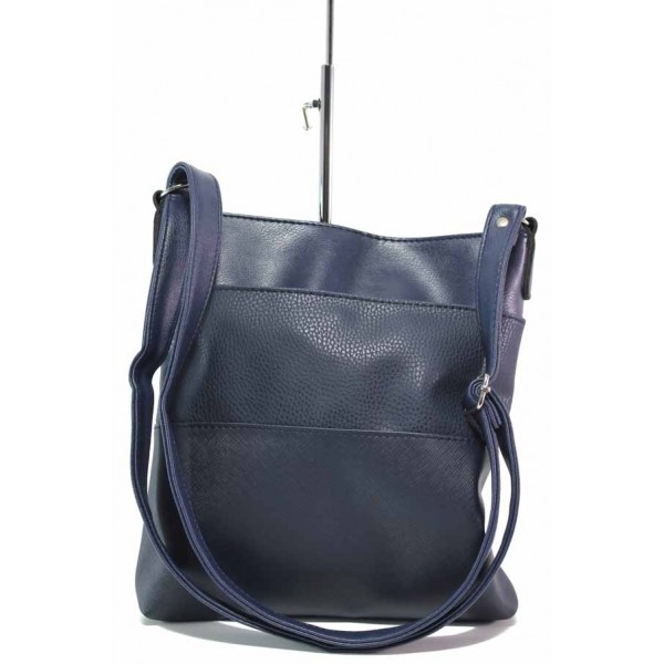 Тъмносиня дамска чанта, здрава еко-кожа - удобство и стил за вашето ежедневие N 100017535