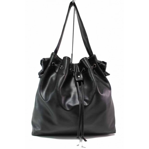 Черна дамска чанта, здрава еко-кожа - удобство и стил за вашето ежедневие N 100017547