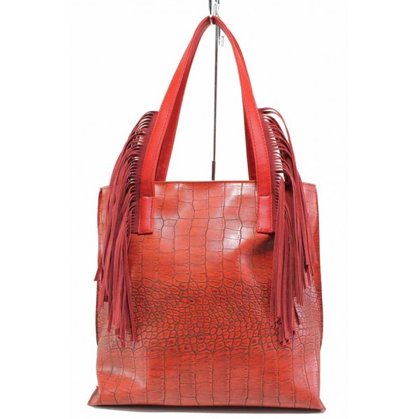 Червена дамска чанта, здрава еко-кожа - удобство и стил за вашето ежедневие N 100017561