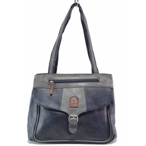 Тъмносиня дамска чанта, здрава еко-кожа - удобство и стил за вашето ежедневие N 100017567
