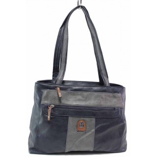 Тъмносиня дамска чанта, здрава еко-кожа - удобство и стил за вашето ежедневие N 100017569