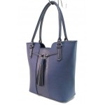 Тъмносиня дамска чанта, здрава еко-кожа - удобство и стил за вашето ежедневие N 100017608