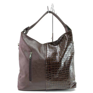 Кафява дамска чанта, здрава еко-кожа - удобство и стил за вашето ежедневие N 100017610