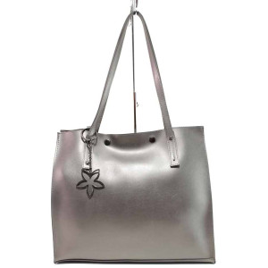 Сива дамска чанта, здрава еко-кожа - удобство и стил за вашето ежедневие N 100017611